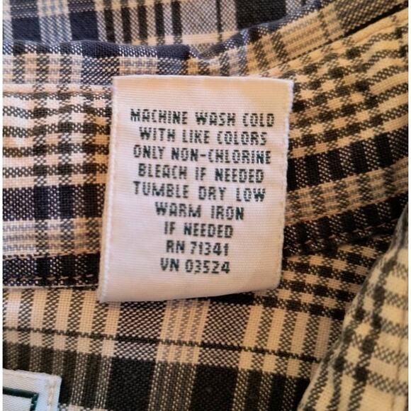 LL Bean Button Down Work Shirt Men's XXL Plaid Blue Green Long Sleeve Minor Flaw - Picture 11 of 12